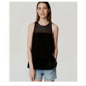 NEW Ann Taylor Loft Peplum Black Lace Tank Top Blouse Shirt Small